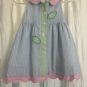 Florence Eiseman Striped Dress with Green Leaf Details